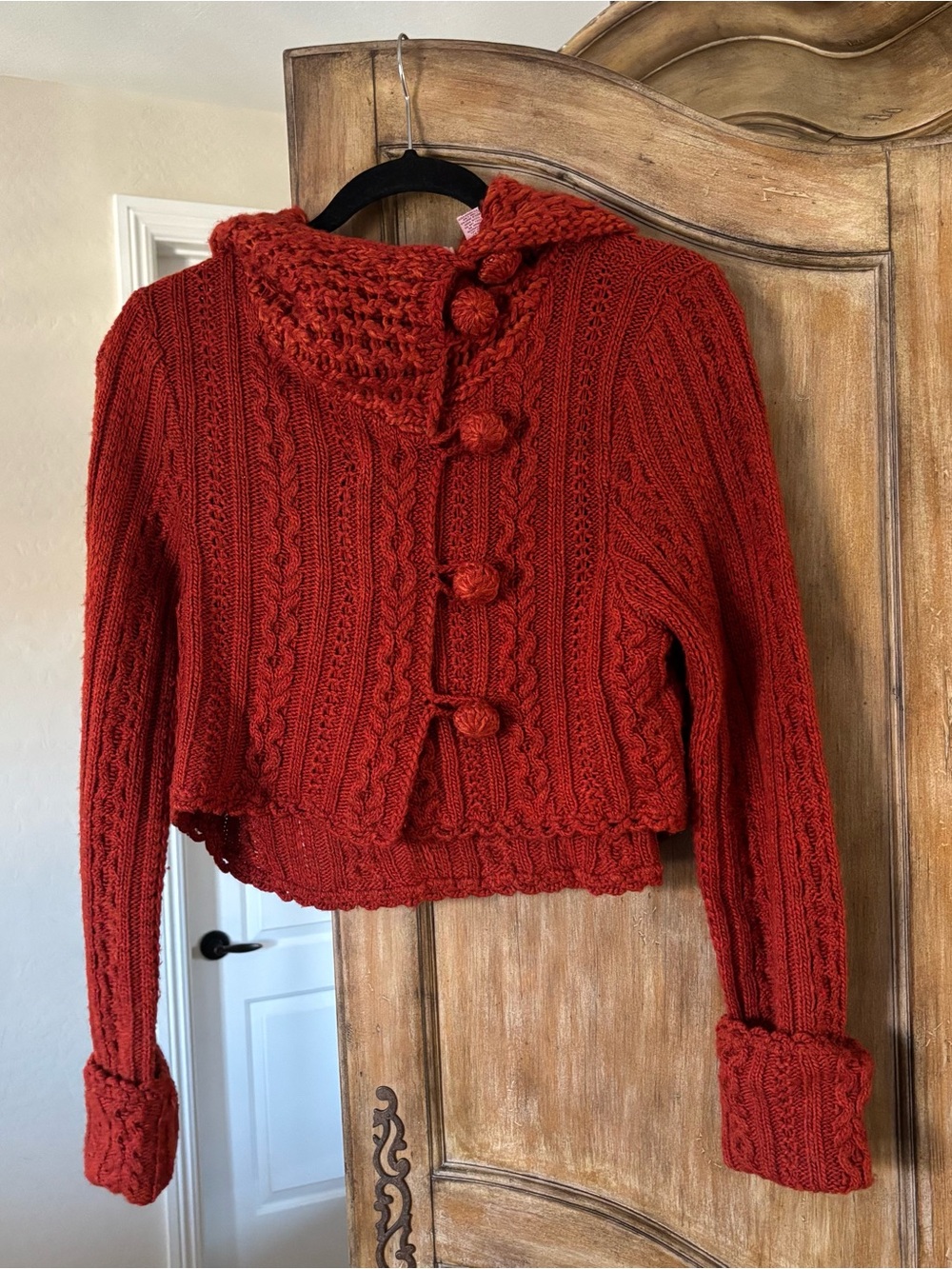 Women's Hand Knit By Dollie Anthropologie Chunky Cable-Knit Hooded Cardigan